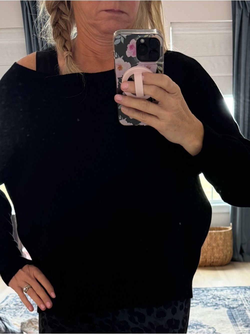 Women's Off-Shoulder Black Sweater